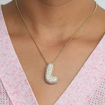Initial Charm A-Z Letters Pendant Necklace Women Men Choker Stainless Steel Rope Chain Fat Alphabet Gold Color Hip Hop Iced