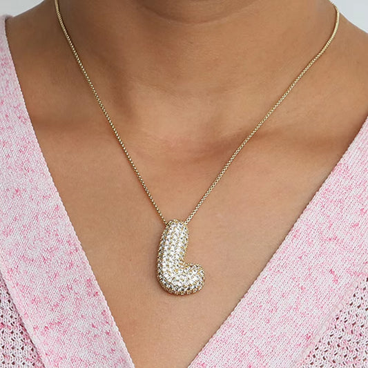 Initial Charm A-Z Letters Pendant Necklace Women Men Choker Stainless Steel Rope Chain Fat Alphabet Gold Color Hip Hop Iced