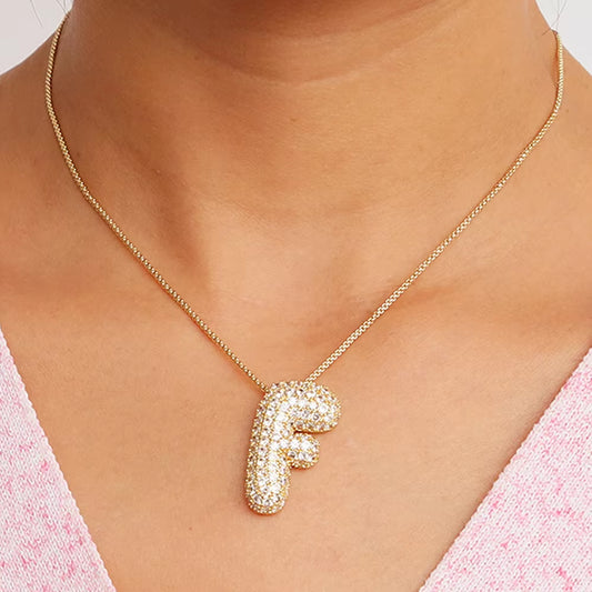 Initial Charm A-Z Letters Pendant Necklace Women Men Choker Stainless Steel Rope Chain Fat Alphabet Gold Color Hip Hop Iced