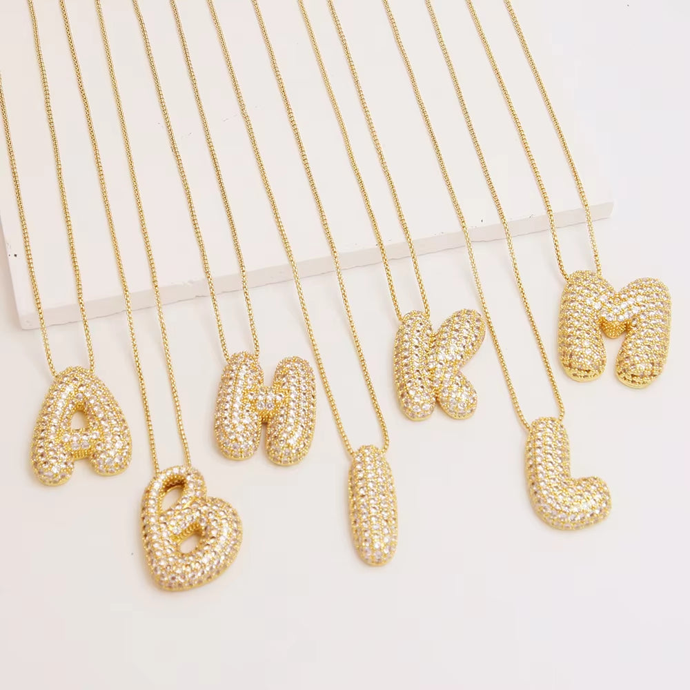 Initial Charm A-Z Letters Pendant Necklace Women Men Choker Stainless Steel Rope Chain Fat Alphabet Gold Color Hip Hop Iced