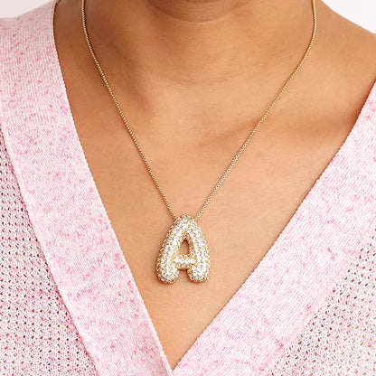Initial Charm A-Z Letters Pendant Necklace Women Men Choker Stainless Steel Rope Chain Fat Alphabet Gold Color Hip Hop Iced