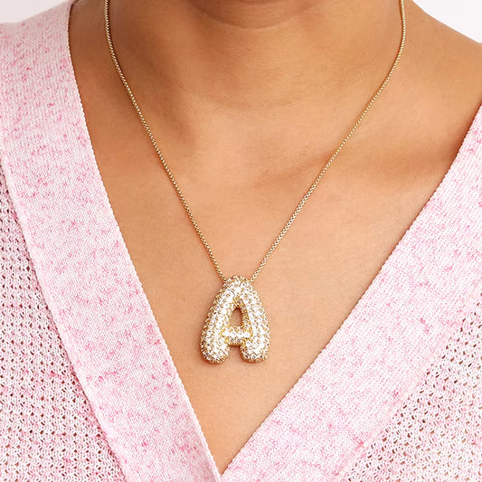 Initial Charm A-Z Letters Pendant Necklace Women Men Choker Stainless Steel Rope Chain Fat Alphabet Gold Color Hip Hop Iced