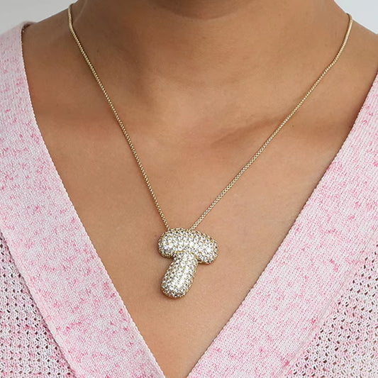 Initial Charm A-Z Letters Pendant Necklace Women Men Choker Stainless Steel Rope Chain Fat Alphabet Gold Color Hip Hop Iced